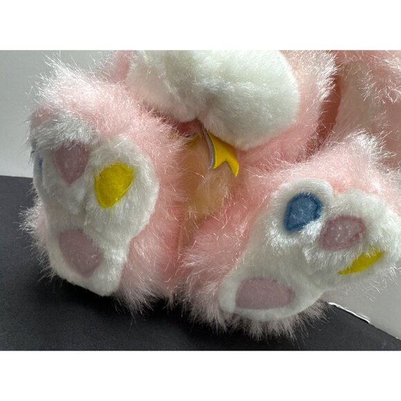 Kids Of America Pink White Fluffy Plush Bunny With Flocked Peach Nose Colorful P - Picture 3 of 10